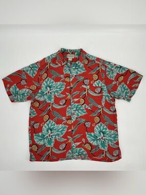 Banana Republic Men’s Red Floral Short-Sleeve Vacation Button-Down Shirt